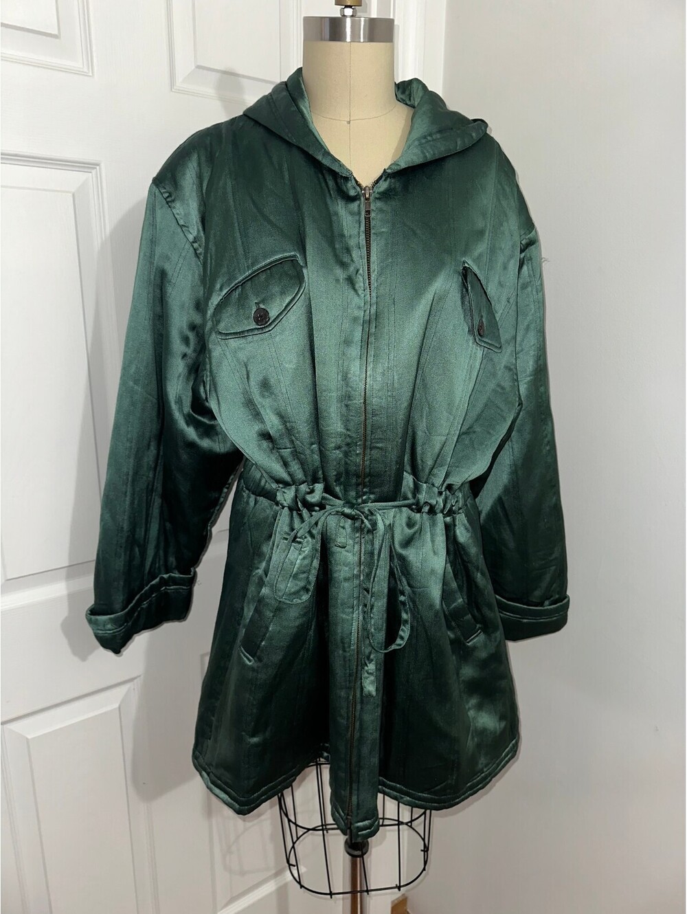 Vintage Braefair Green Silk Jacket Belted Deadstock NWT